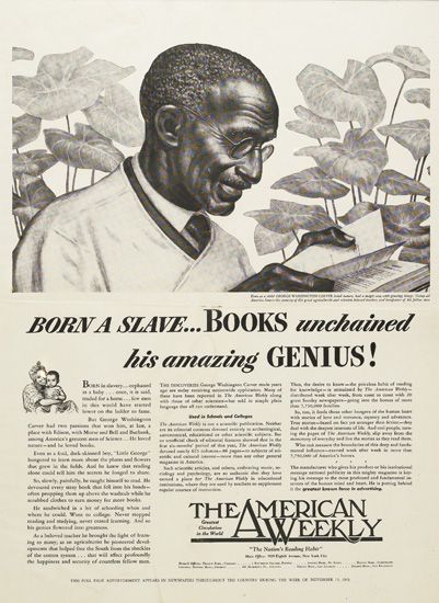 (EDUCATION.) CARVER, GEORGE WASHINGTON. Born a slave. . .Books unchained his Amazing GENIUS.
